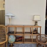 Pair of vintage pine bookcases and shelves, Maison Regain style, 1970s design