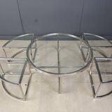 Vintage chromed coffee table set, 1970s
