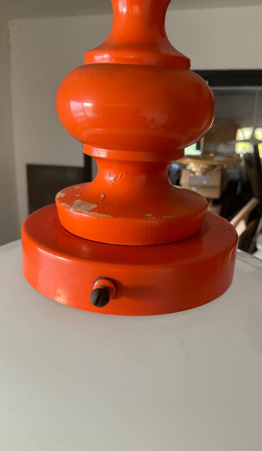 Space Age pendant light in opaline and wood