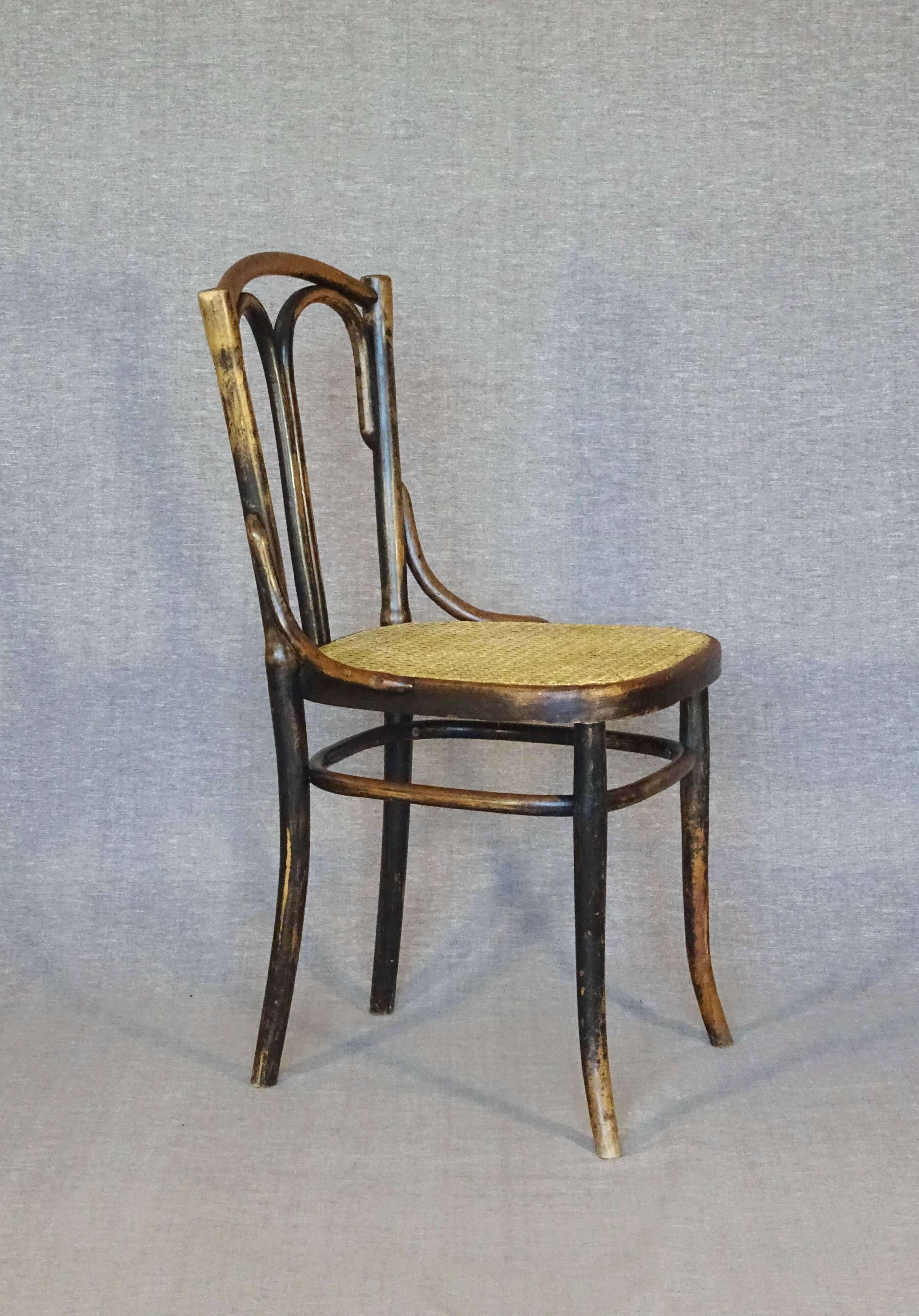 Bistrot chair, by CAMBIER-Belgium- caned, beautiful original patina-1920_