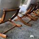 Set of 4 chairs and two reclining chairs in teak 1970