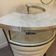 Bar 50s and its high chair in white skaï and formica cream