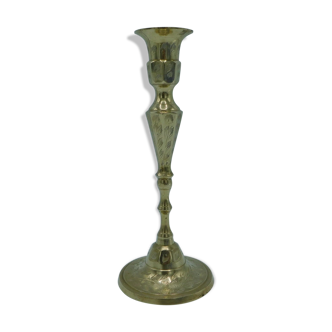 Engraved brass candlestick