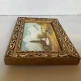 Small landscape painting oil on hardboard