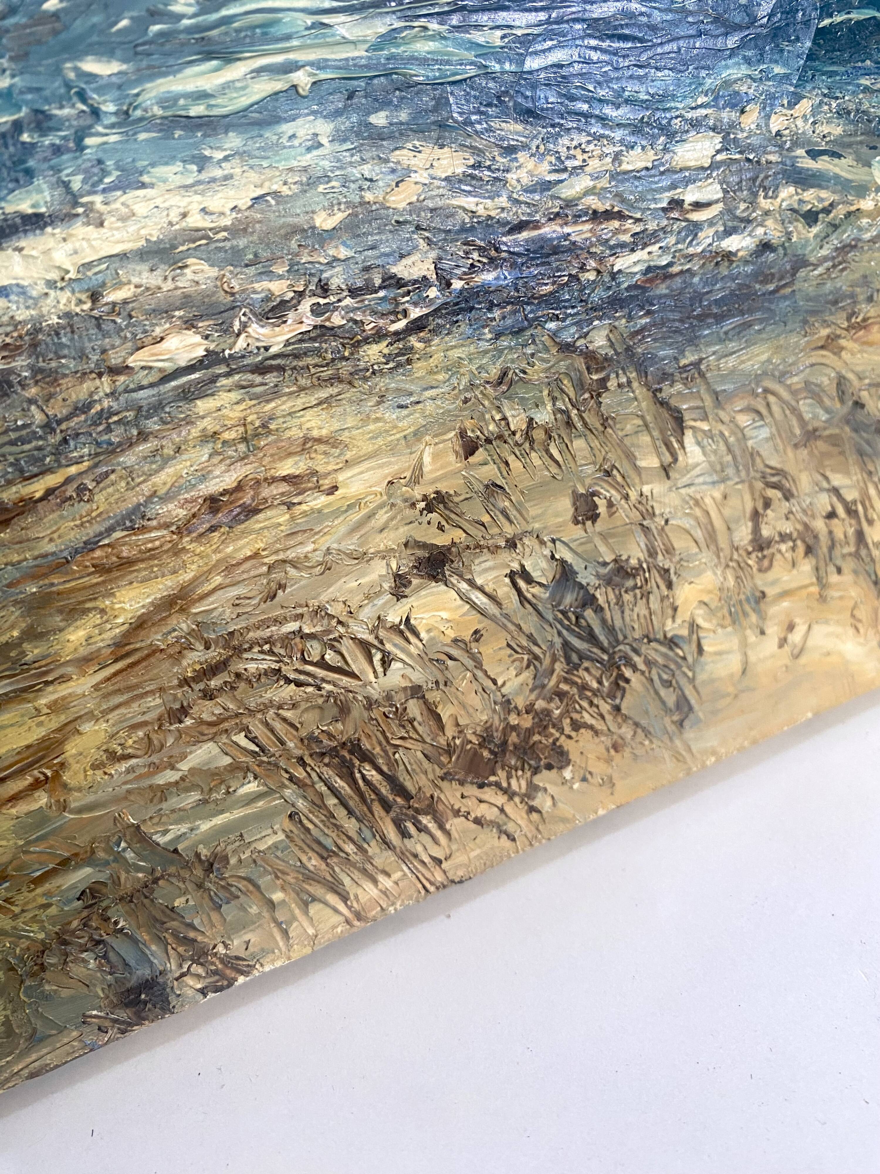 Tableau Huile sur toile plage de Sète  années 80