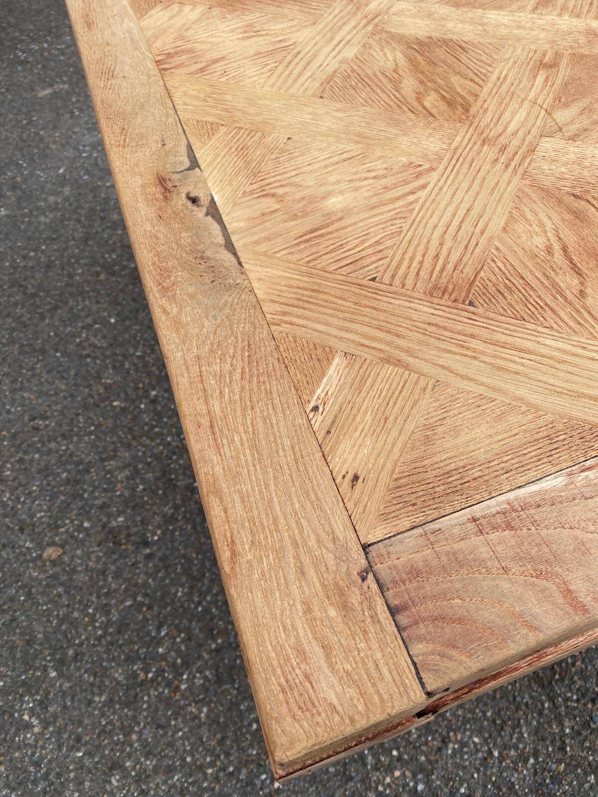 Renovated 1930s Spanish extendable dining table in oak.