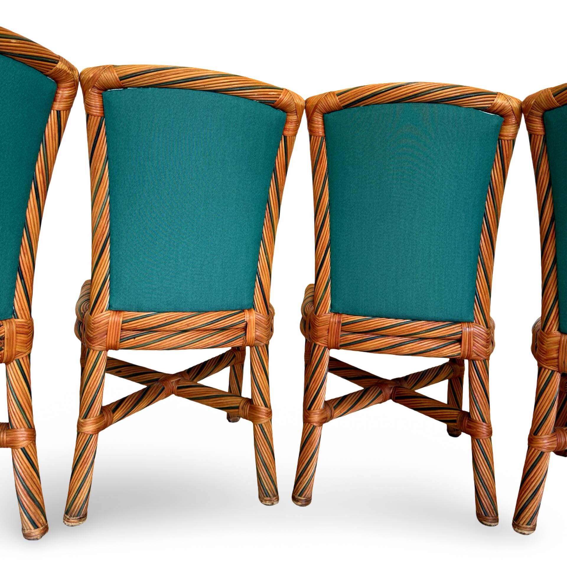 Set of six vintage bamboo and rattan dining chairs