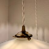 Pair of suspensions bistrot 1920 opaline