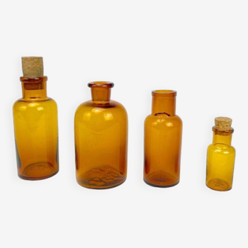 4 Amber Glass Apothecary Jars