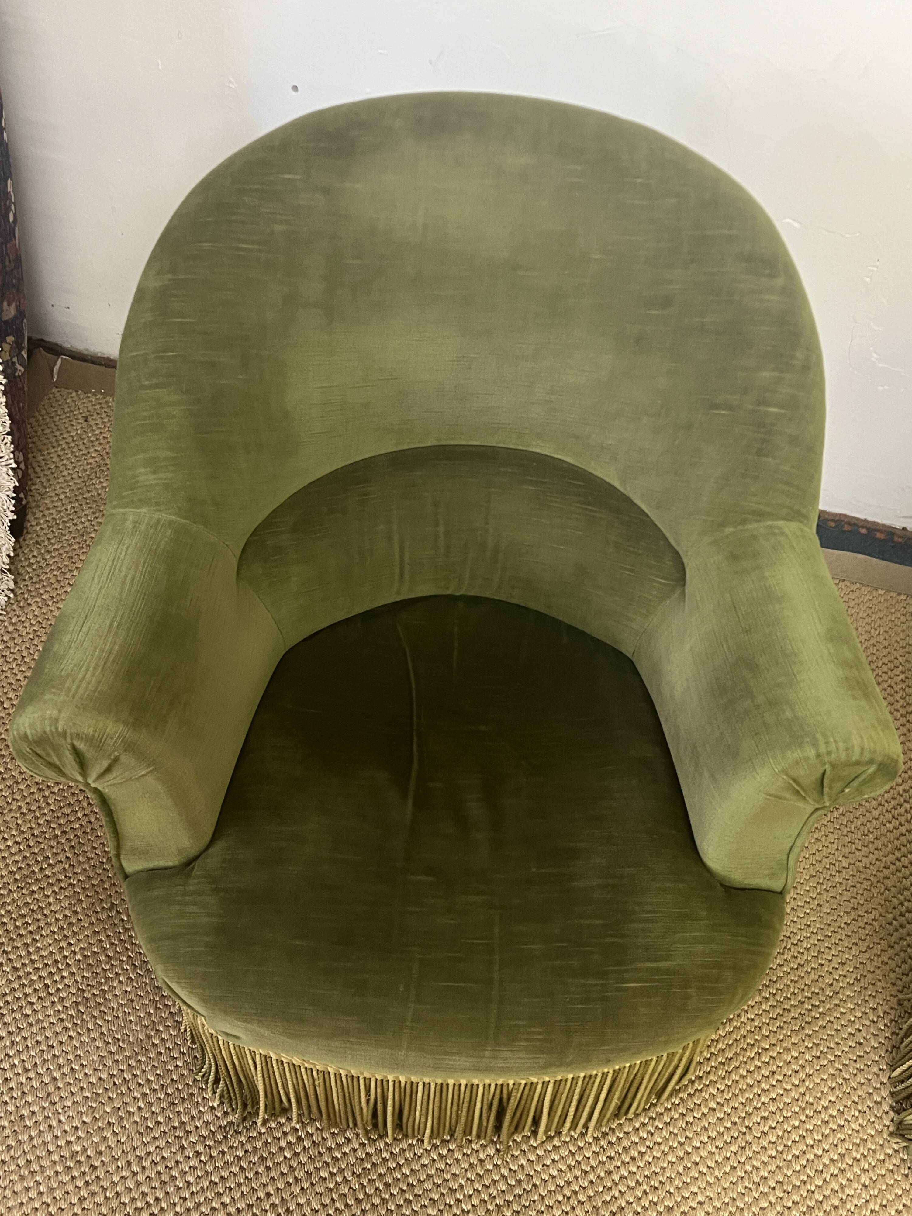 Pair of green toad armchairs