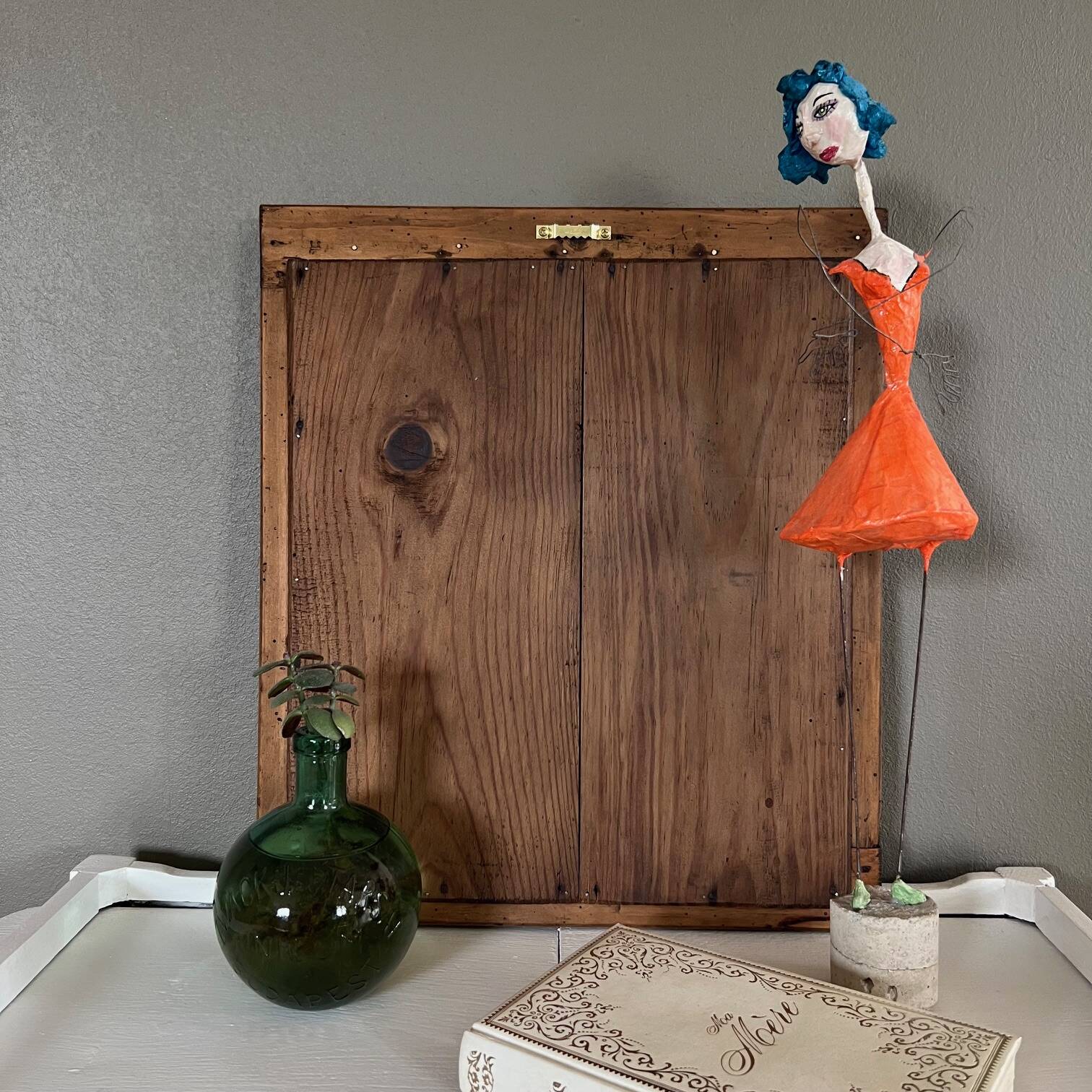 Antique wooden mirror “Wedding day”