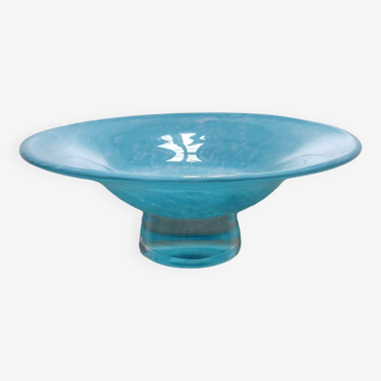 Blue speckled glass bowl