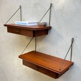 Vintage set of 2 floating nightstands - shelves
