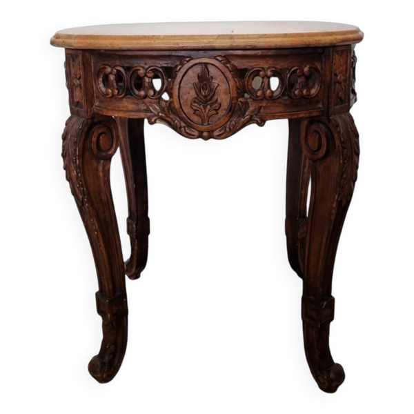 Table d'appoint de style Louis XV avec plateau en marbre, années 1970