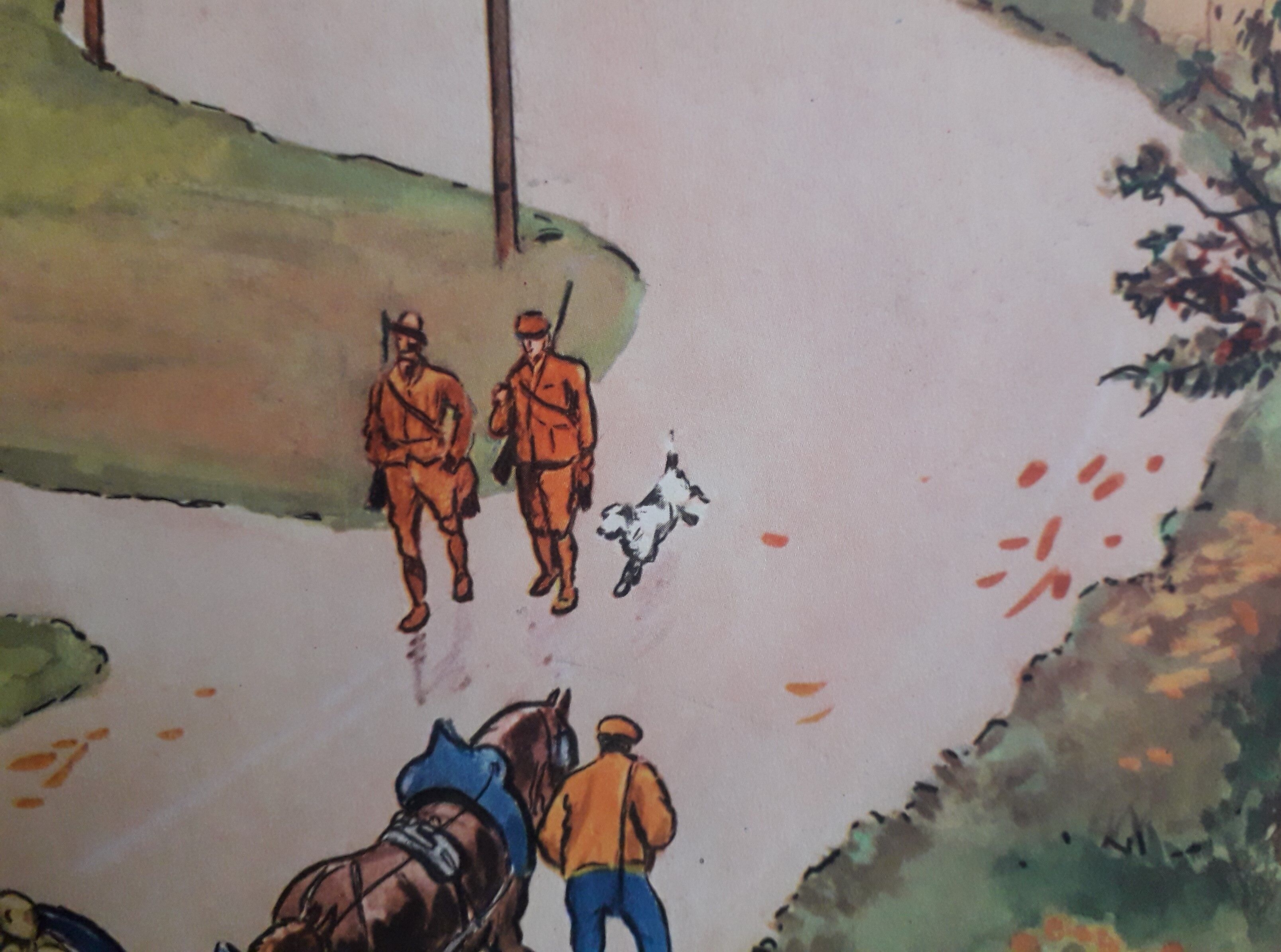 50s school poster Rossignol collection, autumn-the village plan