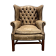 Xixth century  english georgian cigar leather wingback library chairs