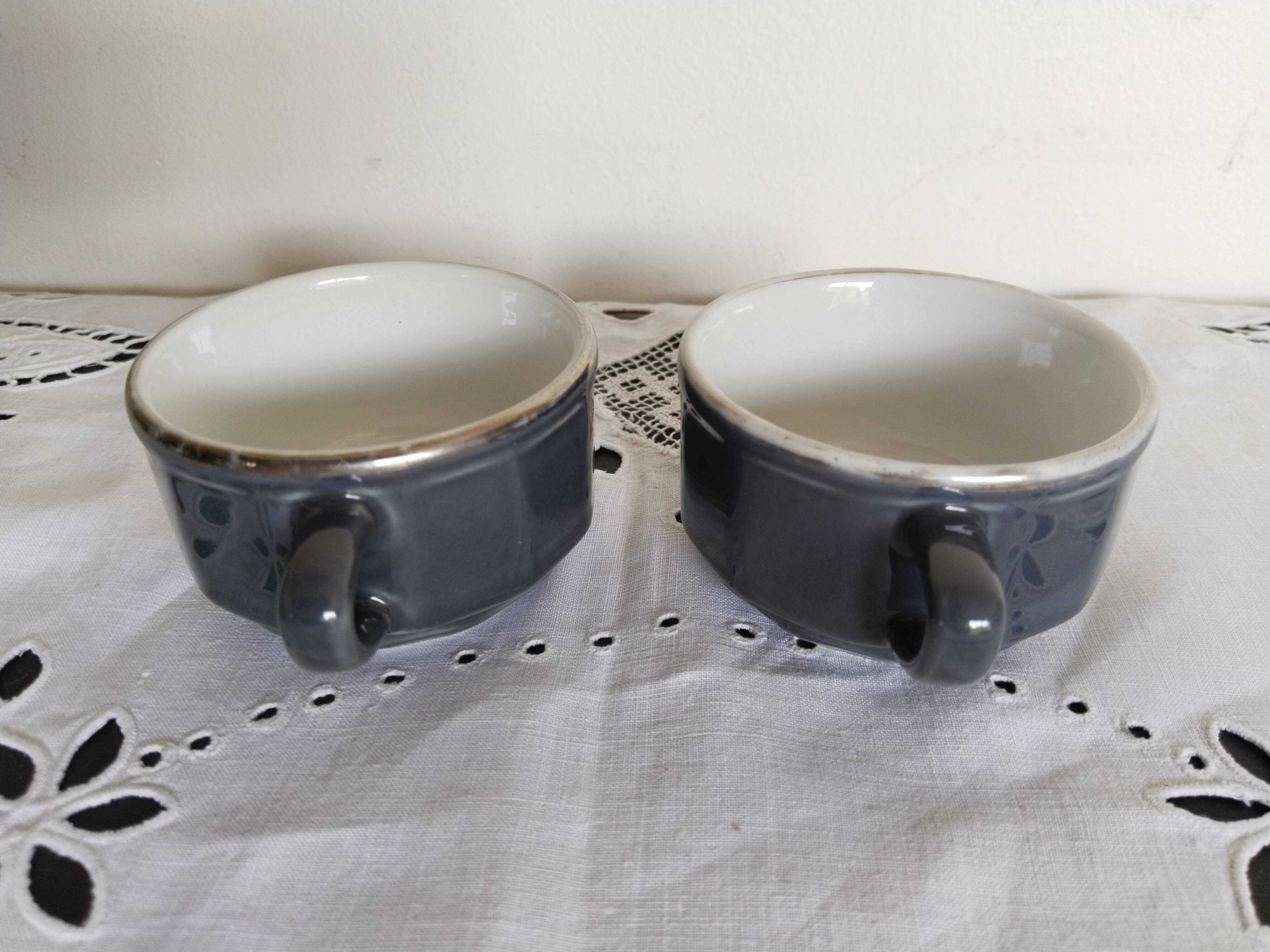 Apilco bistro coffee cups, gray and silver