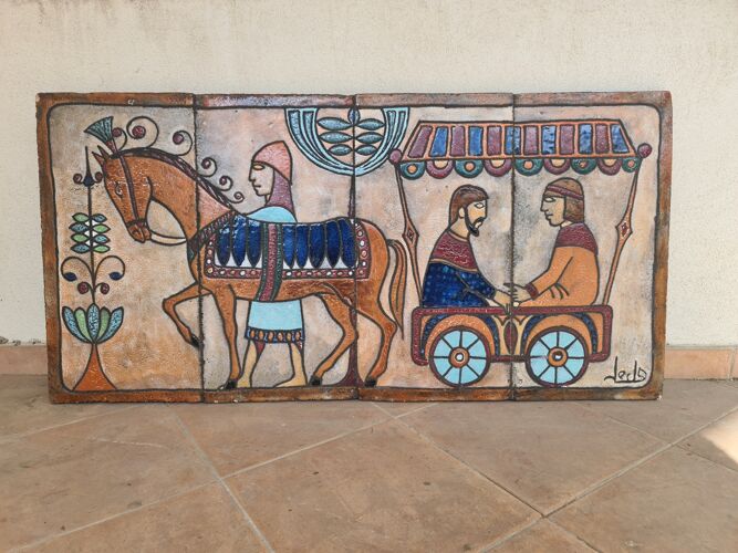 Plaque murale en céramique émaillée Vallauris