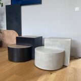 Oak and straw coffee table