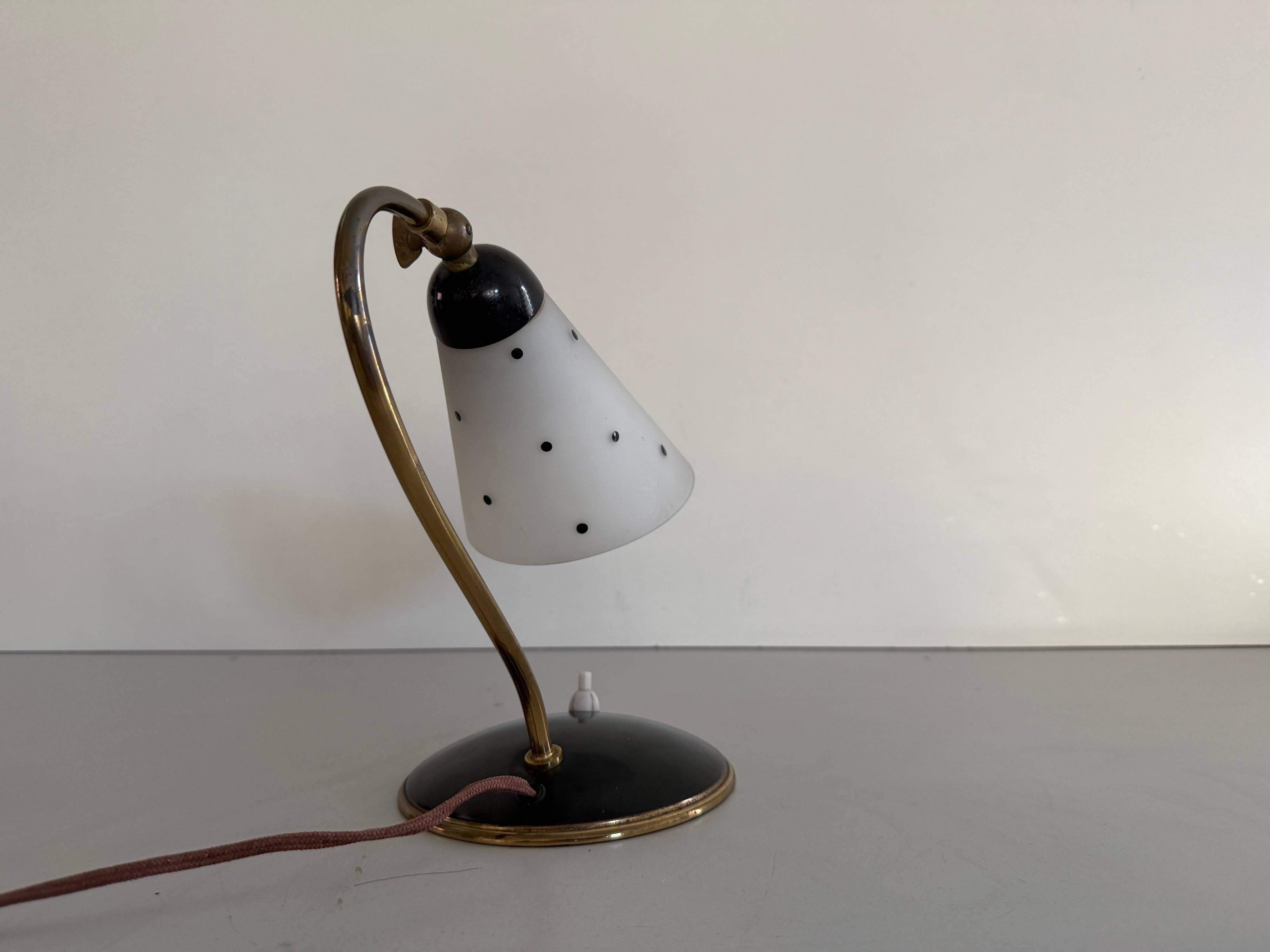 Mid-century bedside lamp in black metal and brass, 1950s, Germany