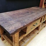 Ancien établi vintage de menuisier en bois, déco industrielle