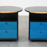 Set of 2 (bedside) tables by Umberto Asnago for Giorgetti on wheels