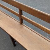 Large oak bench with back