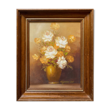 Painting "Vase with flowers" original HST signed + frame