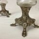 Paire de vases soliflore en verre emaille pied griffe en régule napoleon III