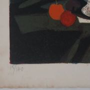 Yves Ganne : Le panier de pêches, lithographie originale signée
