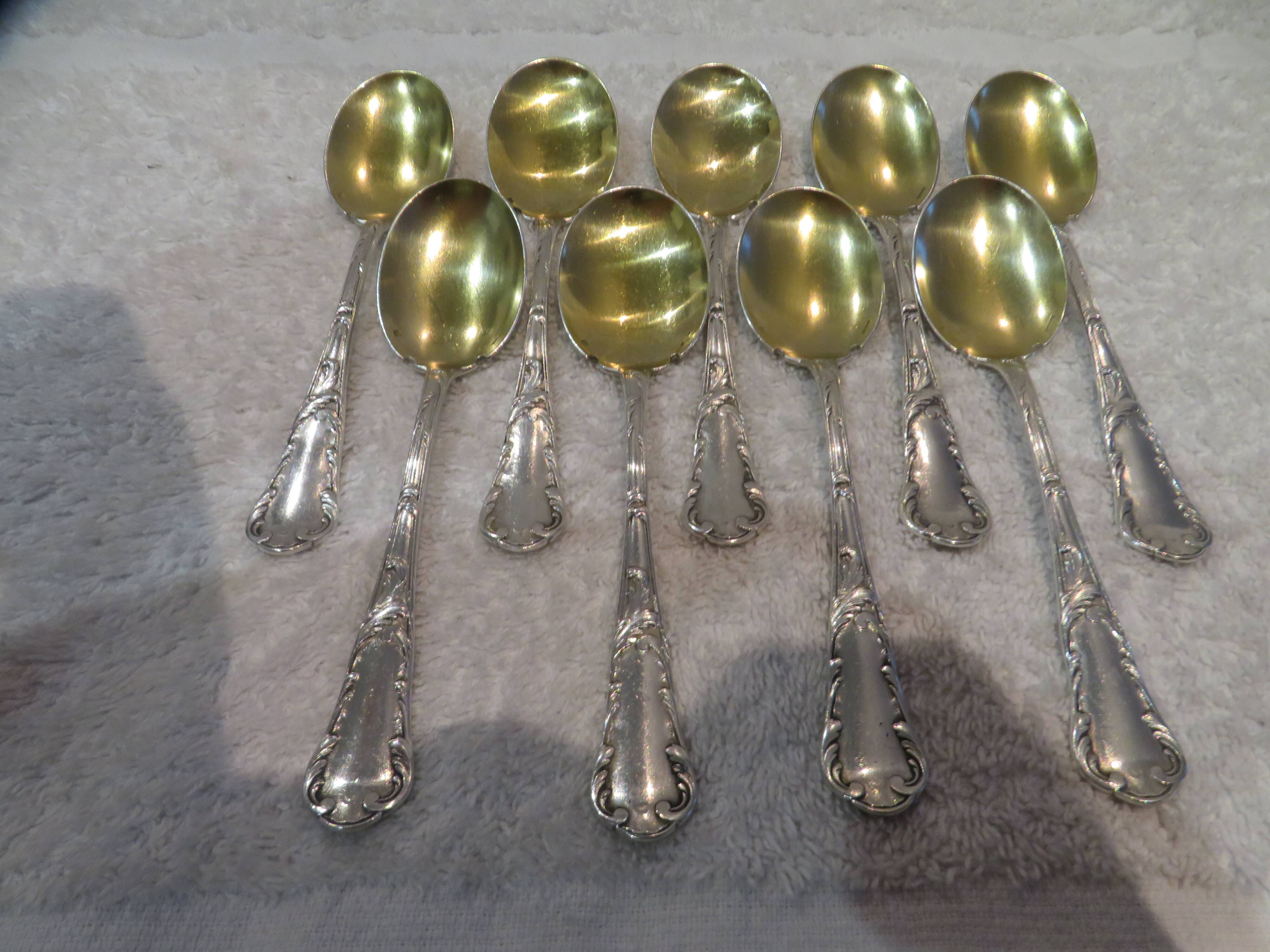 9 pelles à glace métal argenté orfèvre Christofle vieux marly 12,4cm