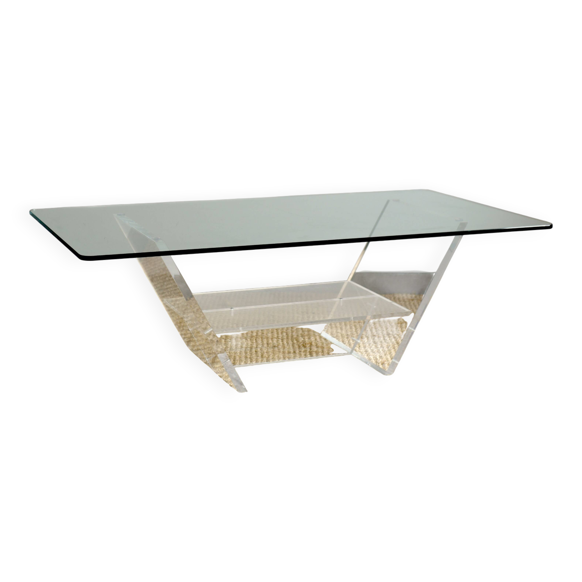 Glass and plexiglass coffee table - David Lange