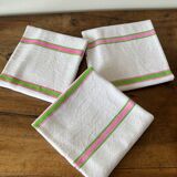 Antique tea towels in linen and cotton fancy patterns