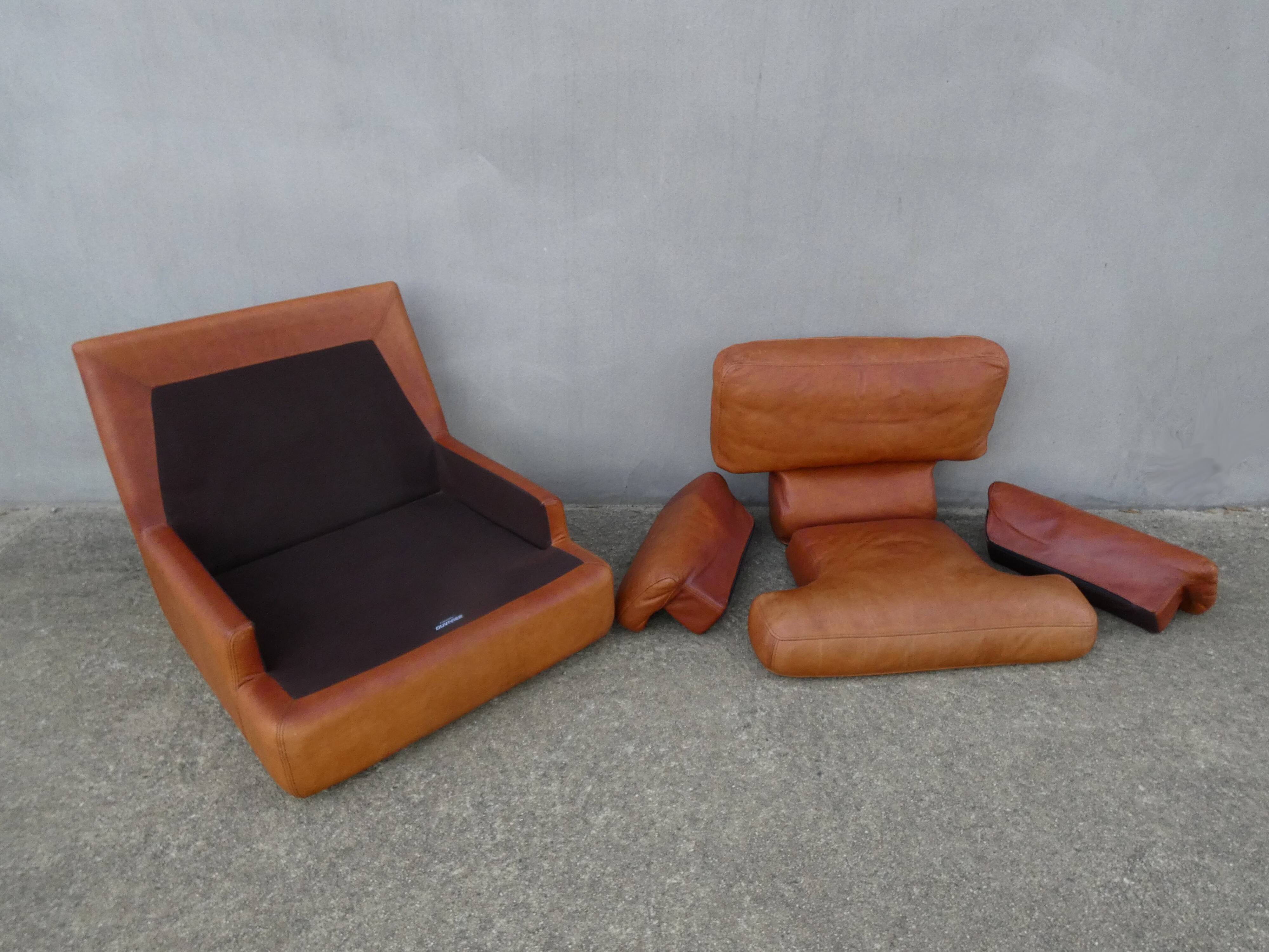 Vintage loft leather armchair DUVIVIER