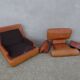 Vintage loft leather armchair DUVIVIER
