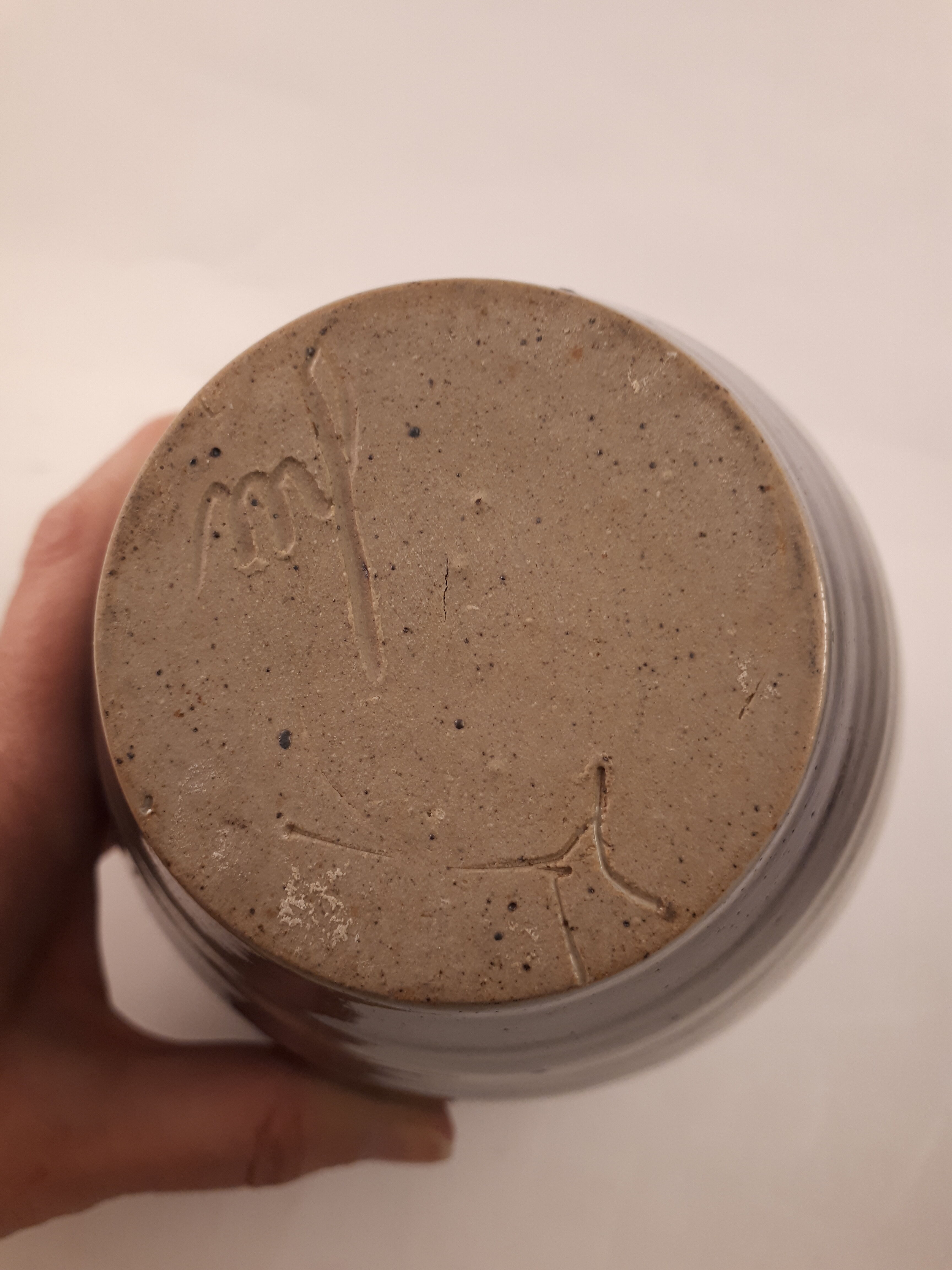 Vintage ceramic vase enamelled sandstone brown green blue