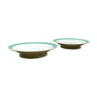 Lot of 2 pastel green compote