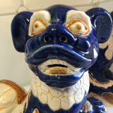 Vintage Chinese food dog ceramic Chinese blue and white dogs foo