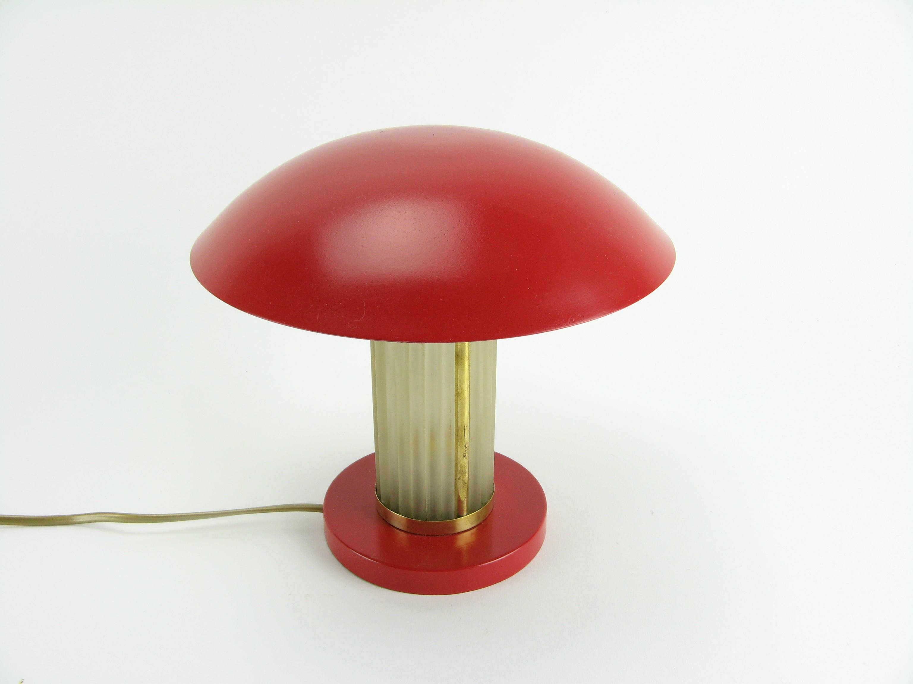 Art deco mushroom lamp made of glass, restored