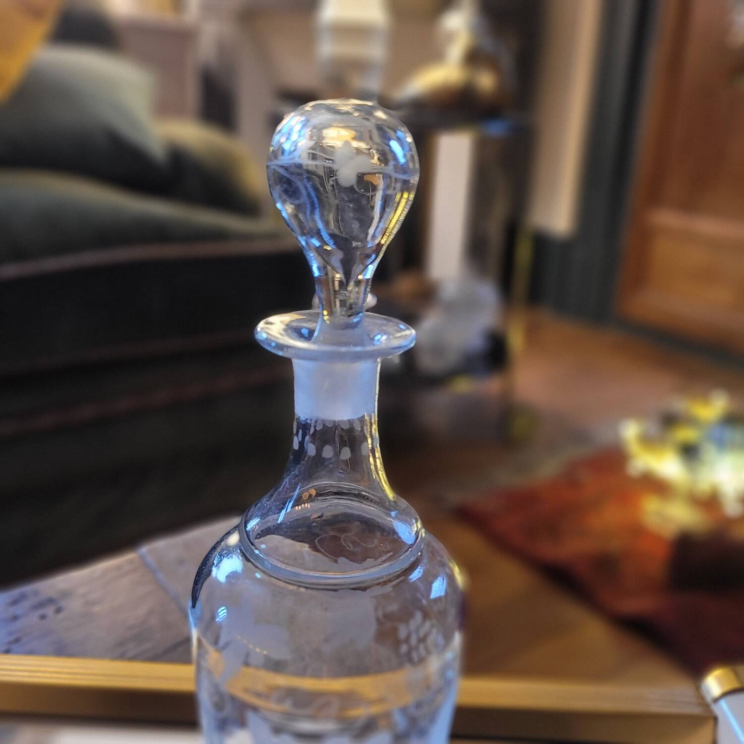 Engraved glass carafe – 1950s-60s