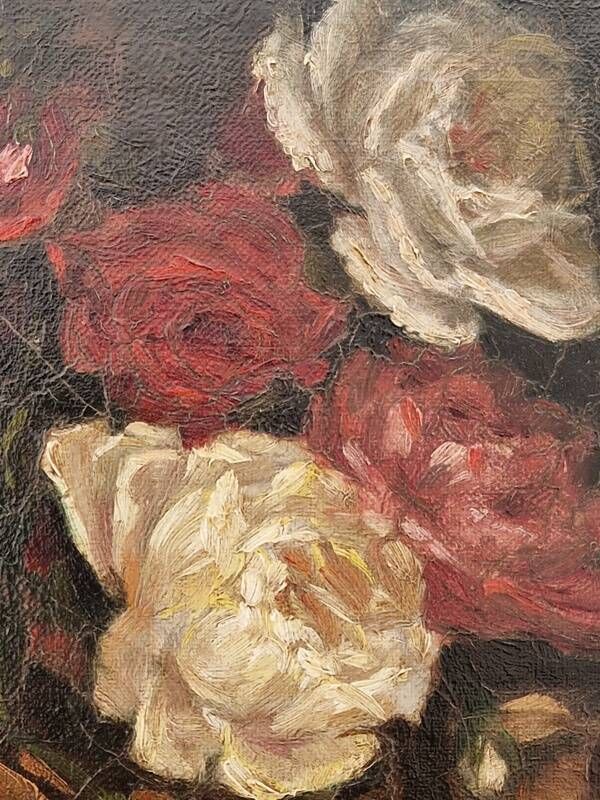 Helène de Lajallet (1858-1946) Oil on canvas - Bouquet of roses - 1881