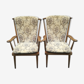 Duo de fauteuils à barreaux Bauman