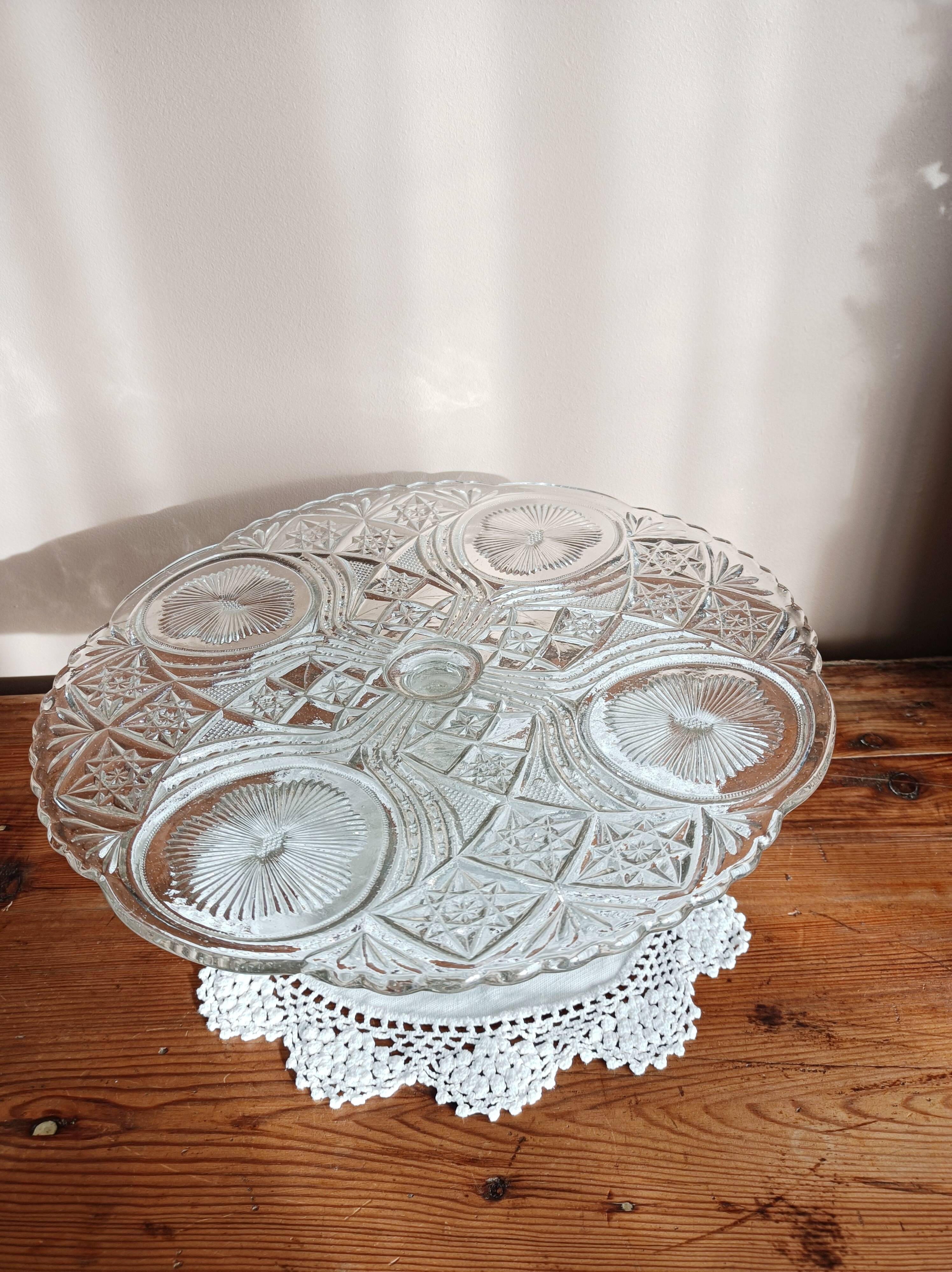Cut glass cake stand