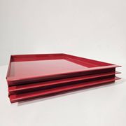 Vintage Italian Red Metal Trays / Mid-Century Modern Decorative Servin