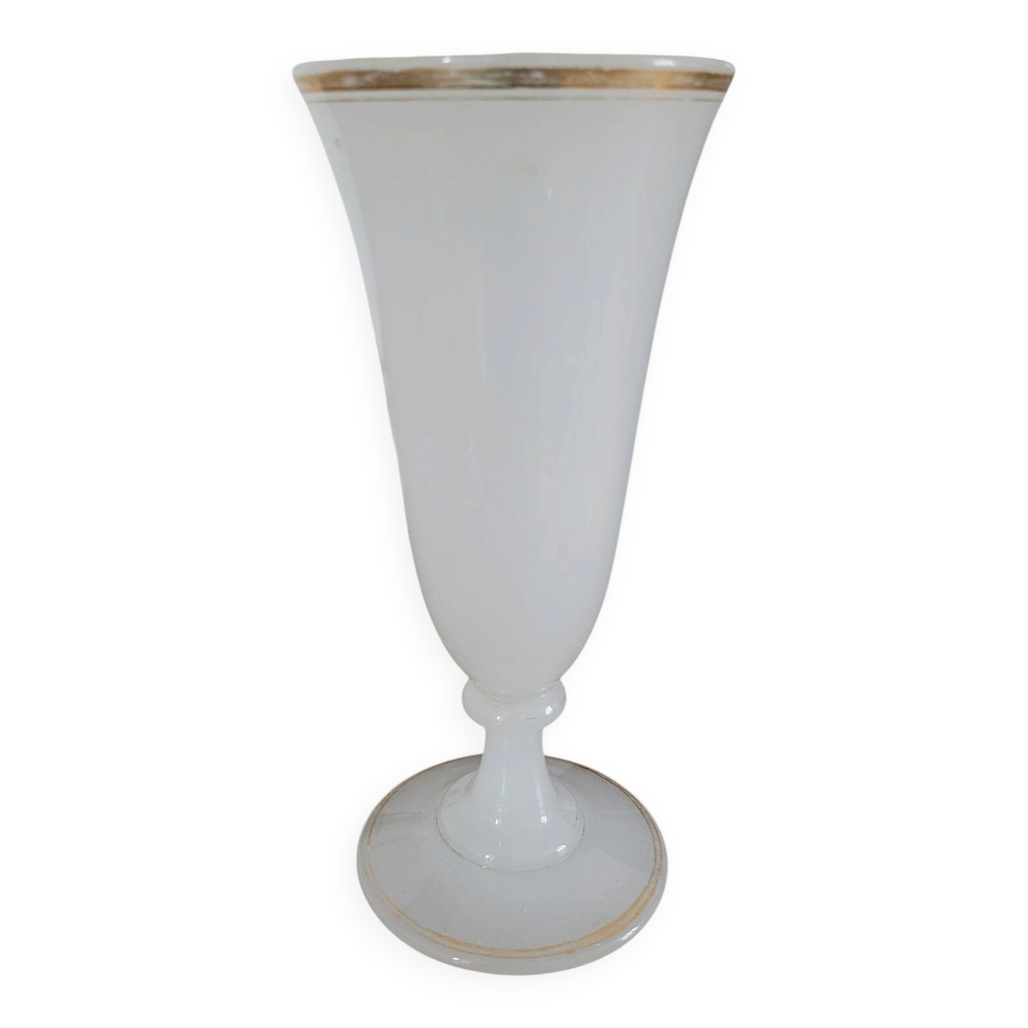 White opaline bowl with golden trim