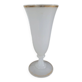 White opaline bowl with golden trim