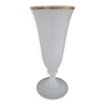 White opaline bowl with golden trim