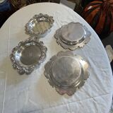 Set of 4 silver metal bottle coasters