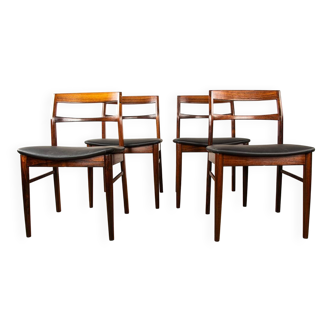 4 chaises Danoises en Palissandre et Skaï neuf par Henning Kjaernulf 1960.