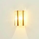 Mid-Century Modern Ice Glass & Brass Wall Light from Kaiser, Germany. 1960s